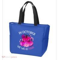 In October We Wear Breast Cancer Awareness October Gift Tote Bag thumb 3