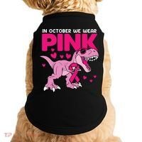 In October We Wear Pink Dinosaur T Rex Breast Cancer Doggie Tank thumb 0