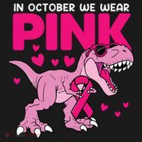 In October We Wear Pink Dinosaur T Rex Breast Cancer Sweatshirt thumb 3
