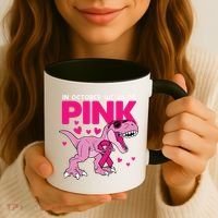 In October We Wear Pink Dinosaur T Rex Breast Cancer Coffee Mug thumb 3