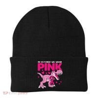 In October We Wear Pink Dinosaur T Rex Breast Cancer Beanie thumb 0