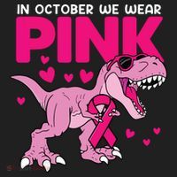 In October We Wear Pink Dinosaur T Rex Breast Cancer Beanie thumb 2