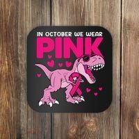 In October We Wear Pink Dinosaur T Rex Breast Cancer Coaster thumb 0