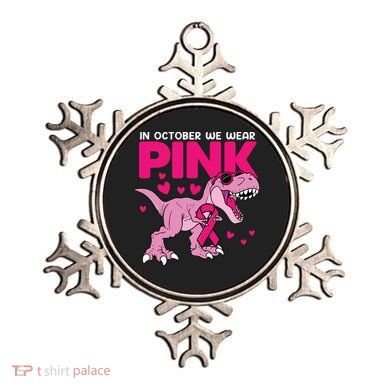 In October We Wear Pink Dinosaur T Rex Breast Cancer Ornament
