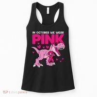 In October We Wear Pink Dinosaur T Rex Breast Cancer Women's Tank Top thumb 0