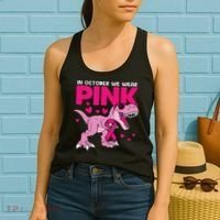 In October We Wear Pink Dinosaur T Rex Breast Cancer Women's Tank Top thumb 2