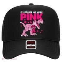 In October We Wear Pink Dinosaur T Rex Breast Cancer Hat thumb 0