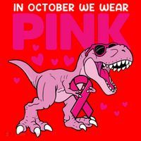 In October We Wear Pink Dinosaur T Rex Breast Cancer Santa Hat thumb 1