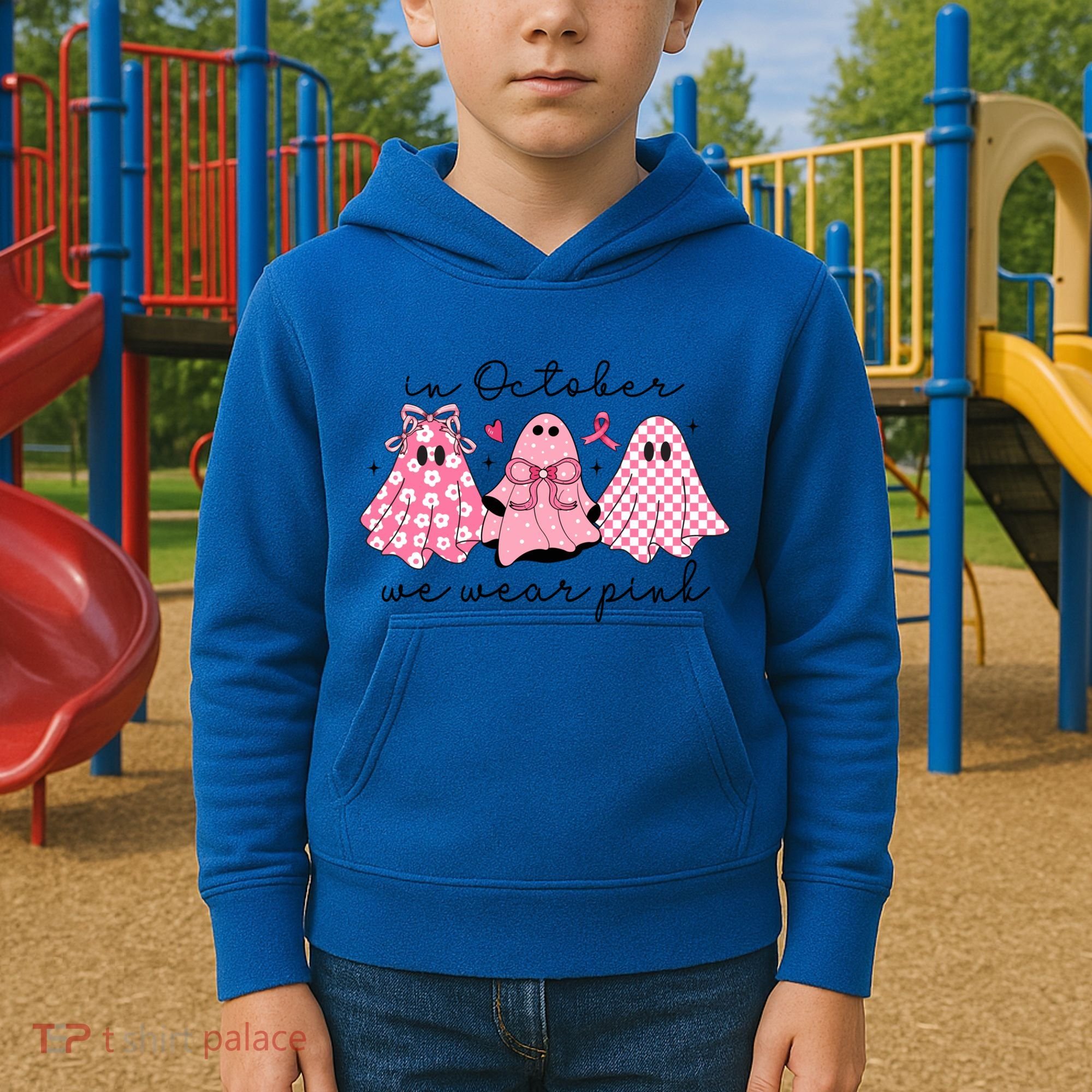 In October We Wear Cute Ghost S Cute Gift Kids Hoodie