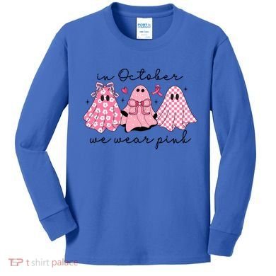In October We Wear Cute Ghost S Cute Gift Kids Long Sleeve Shirt