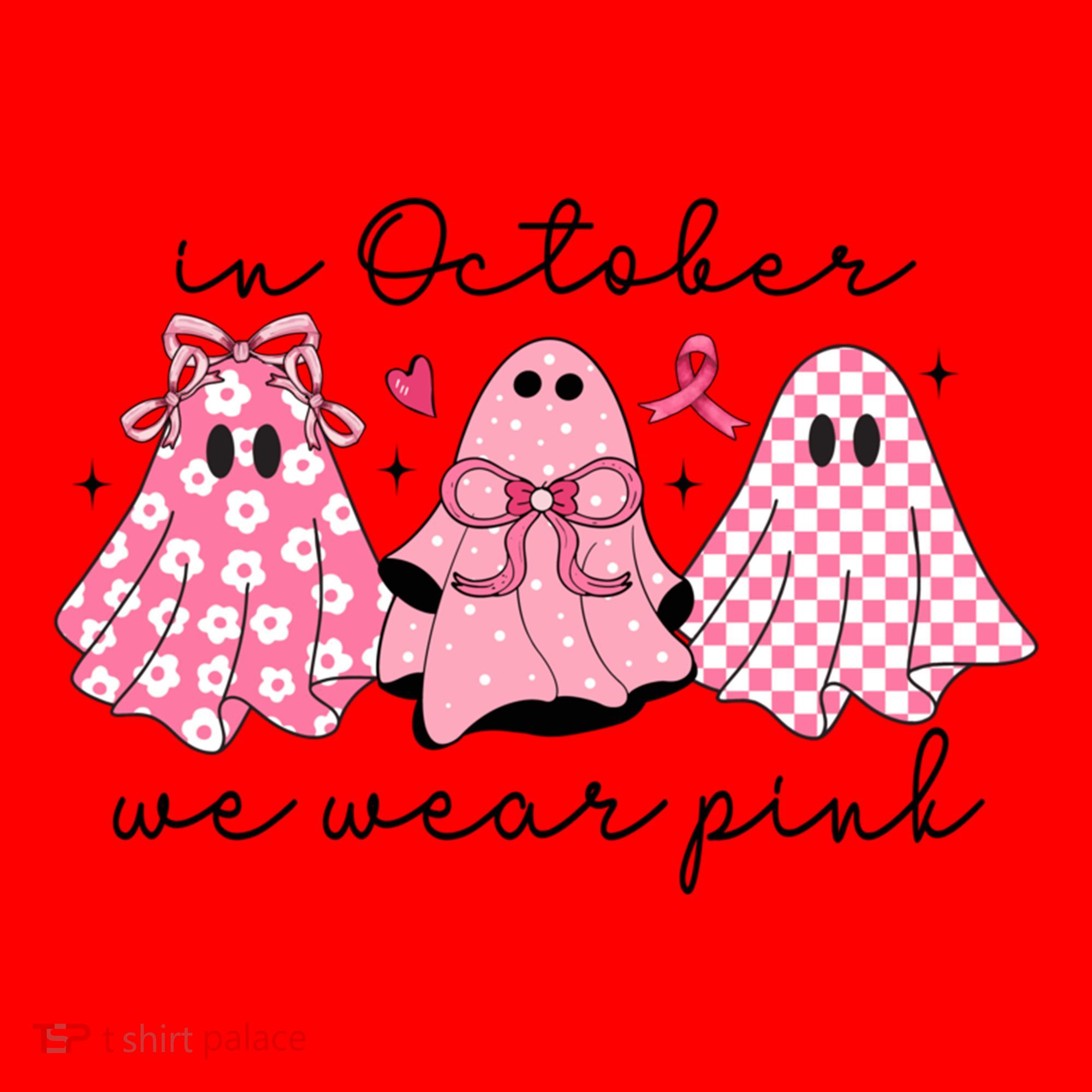 In October We Wear Cute Ghost S Cute Gift Santa Hat