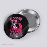 In October We Wear Cat Ribbon Breast Cancer Awareness Button thumb 0