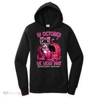 In October We Wear Cat Ribbon Breast Cancer Awareness Women's Hoodie thumb 0