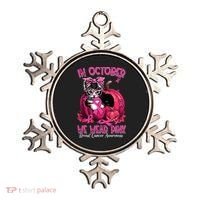 In October We Wear Cat Ribbon Breast Cancer Awareness Ornament thumb 0