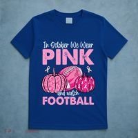 In October We Wear Football Breast Cancer Awareness Gift T-Shirt thumb 5