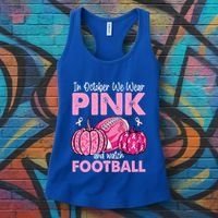 In October We Wear Football Breast Cancer Awareness Gift Women's Tank Top thumb 3