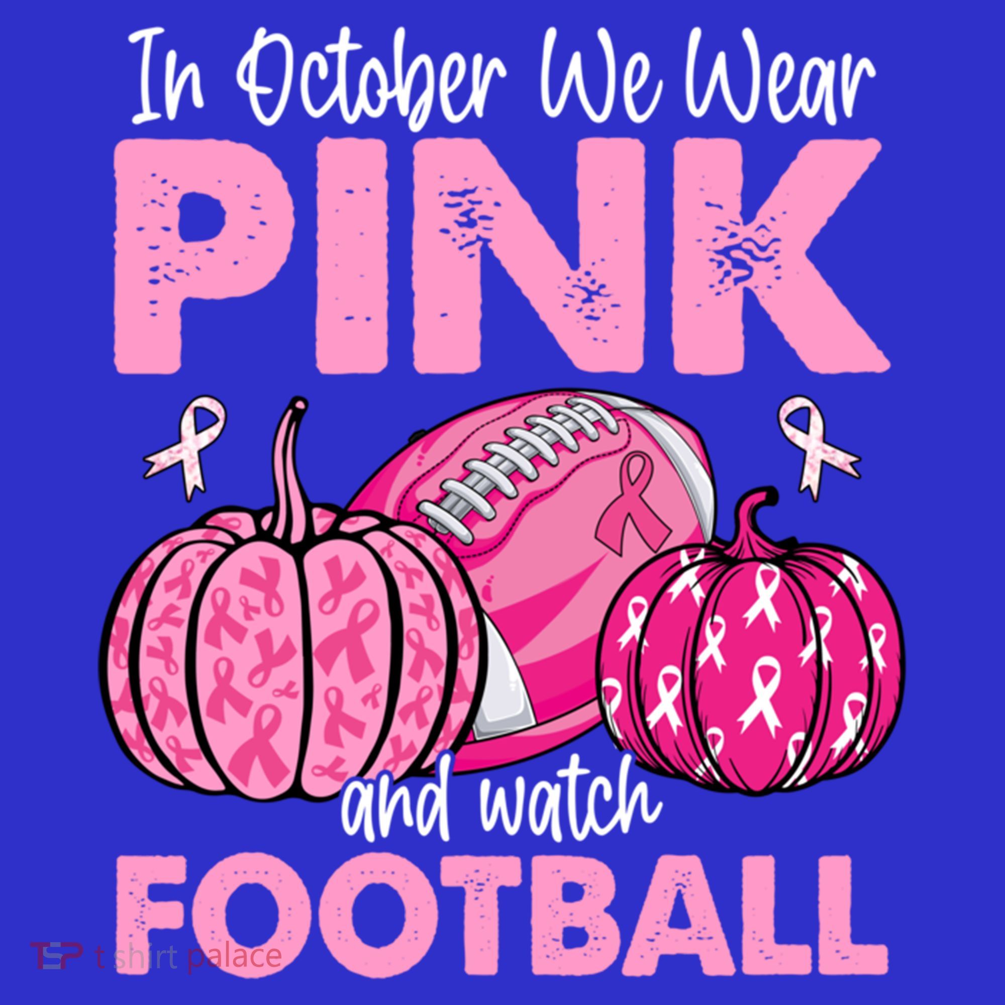 In October We Wear Football Breast Cancer Awareness Gift Women's Tank Top