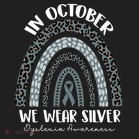 In October We Wear Silver Leopard Rainbow Dyslexia Awareness Women's Sweatshirt thumb 2
