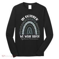 In October We Wear Silver Leopard Rainbow Dyslexia Awareness Long Sleeve Shirt thumb 0