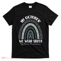 In October We Wear Silver Leopard Rainbow Dyslexia Awareness T-Shirt thumb 0