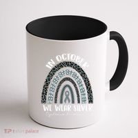 In October We Wear Silver Leopard Rainbow Dyslexia Awareness Coffee Mug thumb 1