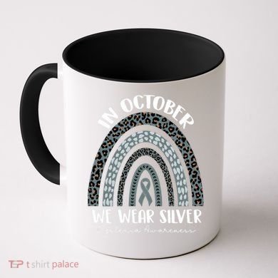 In October We Wear Silver Leopard Rainbow Dyslexia Awareness Coffee Mug