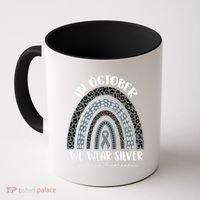 In October We Wear Silver Leopard Rainbow Dyslexia Awareness Coffee Mug thumb 0