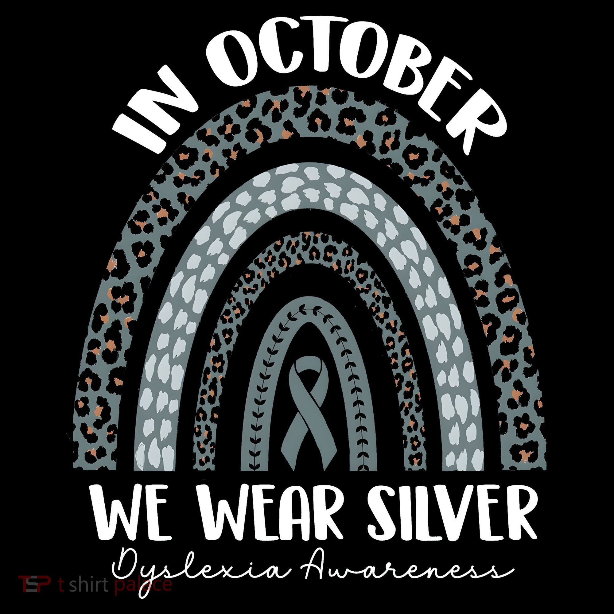 In October We Wear Silver Leopard Rainbow Dyslexia Awareness Coffee Mug