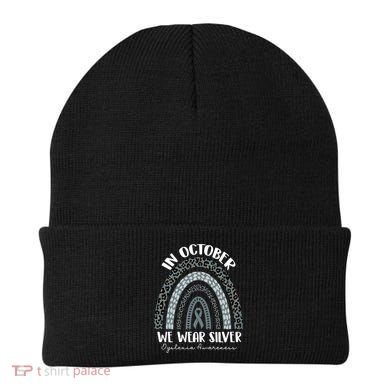 In October We Wear Silver Leopard Rainbow Dyslexia Awareness Beanie