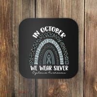 In October We Wear Silver Leopard Rainbow Dyslexia Awareness Coaster thumb 0