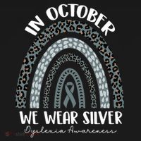In October We Wear Silver Leopard Rainbow Dyslexia Awareness Women's Hoodie thumb 2