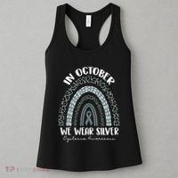 In October We Wear Silver Leopard Rainbow Dyslexia Awareness Women's Tank Top thumb 3