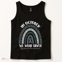 In October We Wear Silver Leopard Rainbow Dyslexia Awareness Tank Top thumb 2