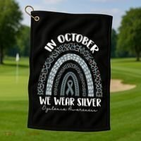 In October We Wear Silver Leopard Rainbow Dyslexia Awareness Golf Towel thumb 1