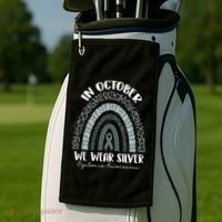 In October We Wear Silver Leopard Rainbow Dyslexia Awareness Golf Towel thumb 2