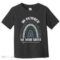 In October We Wear Silver Leopard Rainbow Dyslexia Awareness Toddler T-Shirt thumb 0