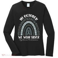In October We Wear Silver Leopard Rainbow Dyslexia Awareness Women's Long Sleeve Shirt thumb 0