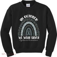 In October We Wear Silver Leopard Rainbow Dyslexia Awareness Kids Sweatshirt thumb 0
