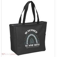 In October We Wear Silver Leopard Rainbow Dyslexia Awareness Tote Bag thumb 2