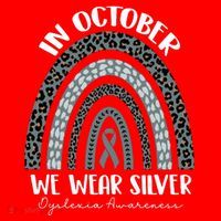 In October We Wear Silver Leopard Rainbow Dyslexia Awareness Santa Hat thumb 1