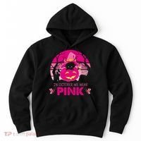 In October We Wear Pink Jack O Lantern Witch Cat Hoodie thumb 0