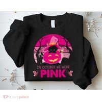 In October We Wear Pink Jack O Lantern Witch Cat Sweatshirt thumb 2