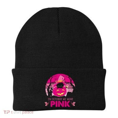 In October We Wear Pink Jack O Lantern Witch Cat Beanie