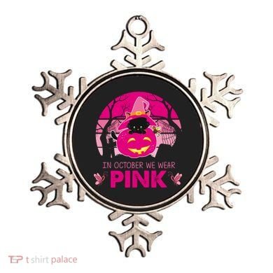 In October We Wear Pink Jack O Lantern Witch Cat Ornament