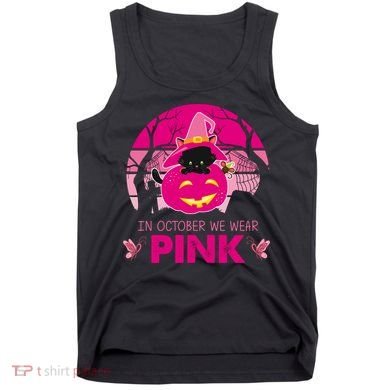 In October We Wear Pink Jack O Lantern Witch Cat Tank Top