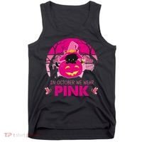 In October We Wear Pink Jack O Lantern Witch Cat Tank Top thumb 0