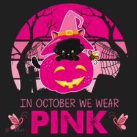 In October We Wear Pink Jack O Lantern Witch Cat Golf Towel thumb 3