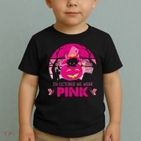 In October We Wear Pink Jack O Lantern Witch Cat Toddler T-Shirt thumb 2