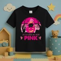 In October We Wear Pink Jack O Lantern Witch Cat Toddler T-Shirt thumb 3