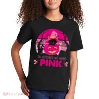 In October We Wear Pink Jack O Lantern Witch Cat Kids T-Shirt thumb 2